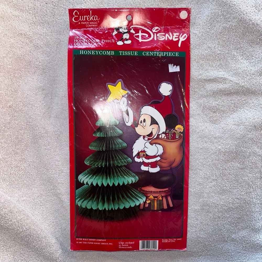 NOS Sealed Vintage Eureka Disney Mickey Christmas Honeycomb Tissue Centerpiece